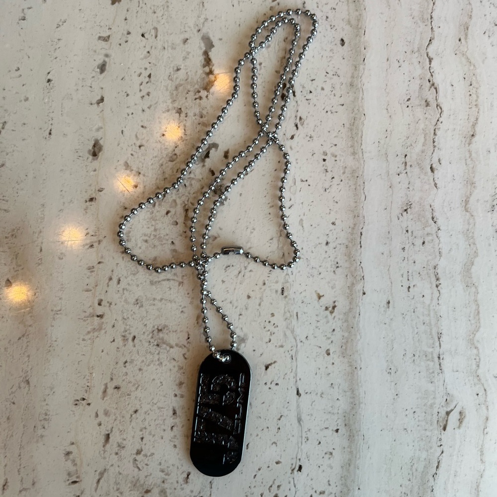 Jump Silver and Black Dog Tag Necklace